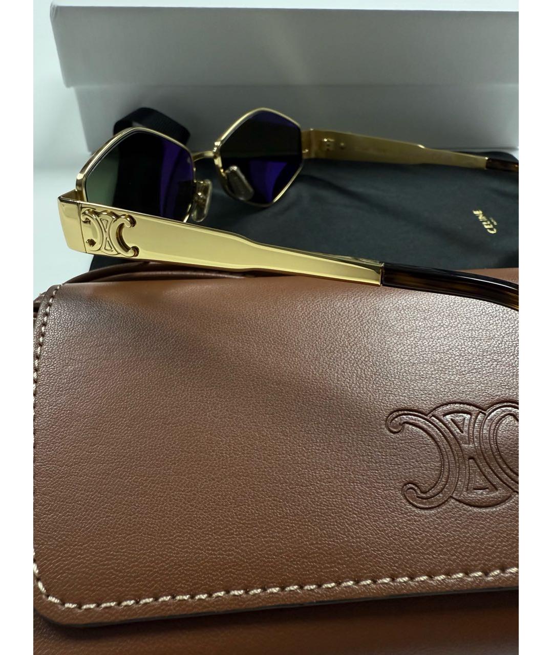 CELINE Золотые металлические солнцезащитные очки, фото 4