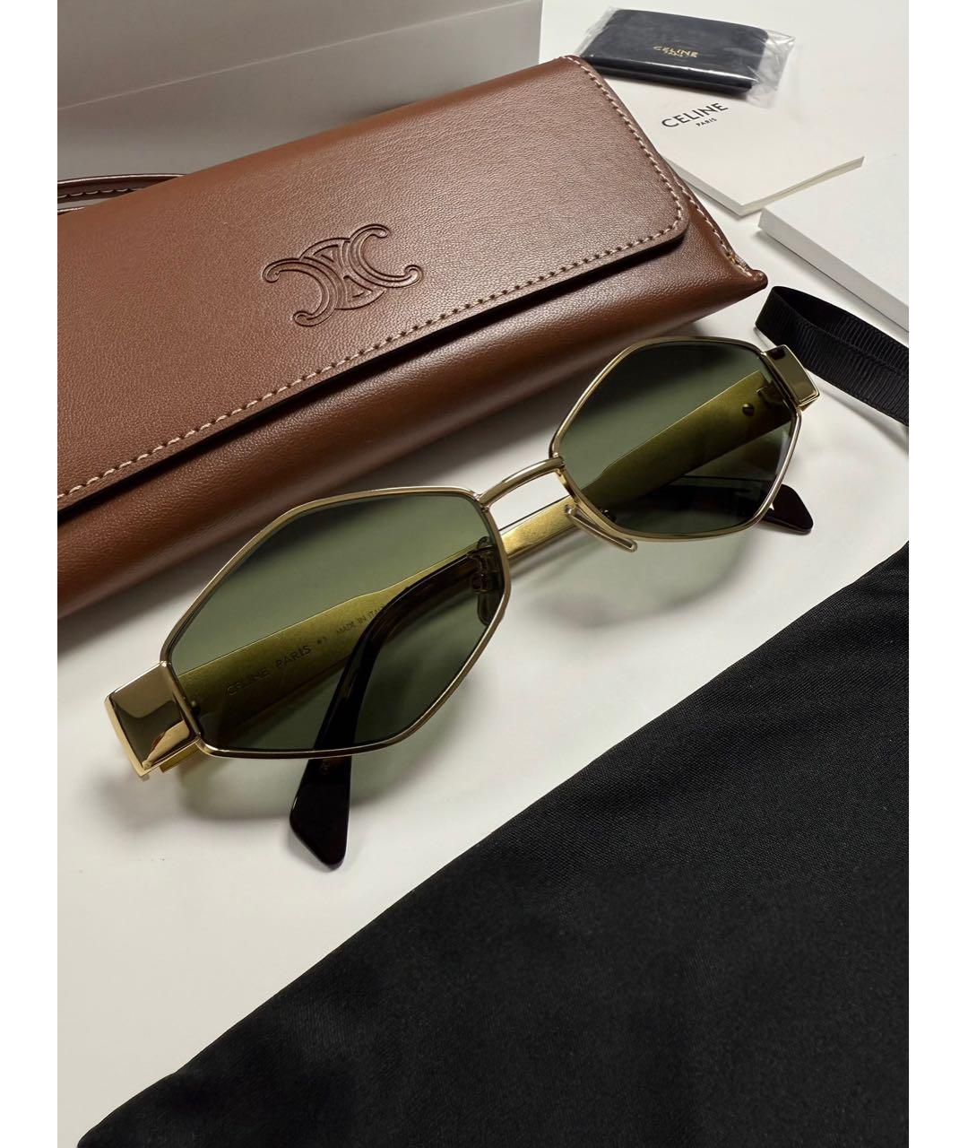CELINE Золотые металлические солнцезащитные очки, фото 2