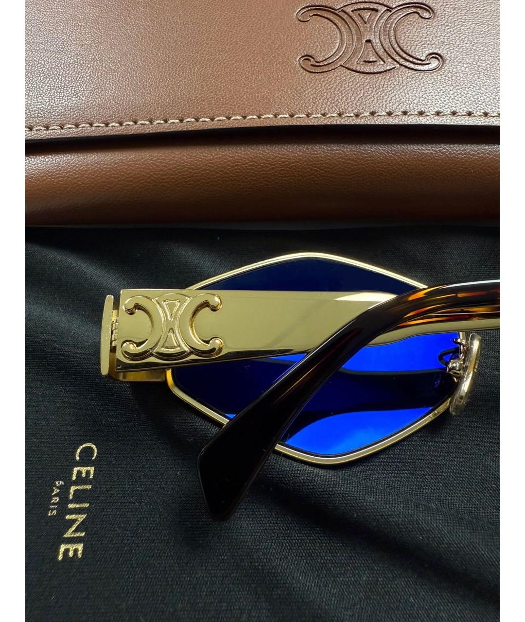 CELINE Золотые металлические солнцезащитные очки, фото 8