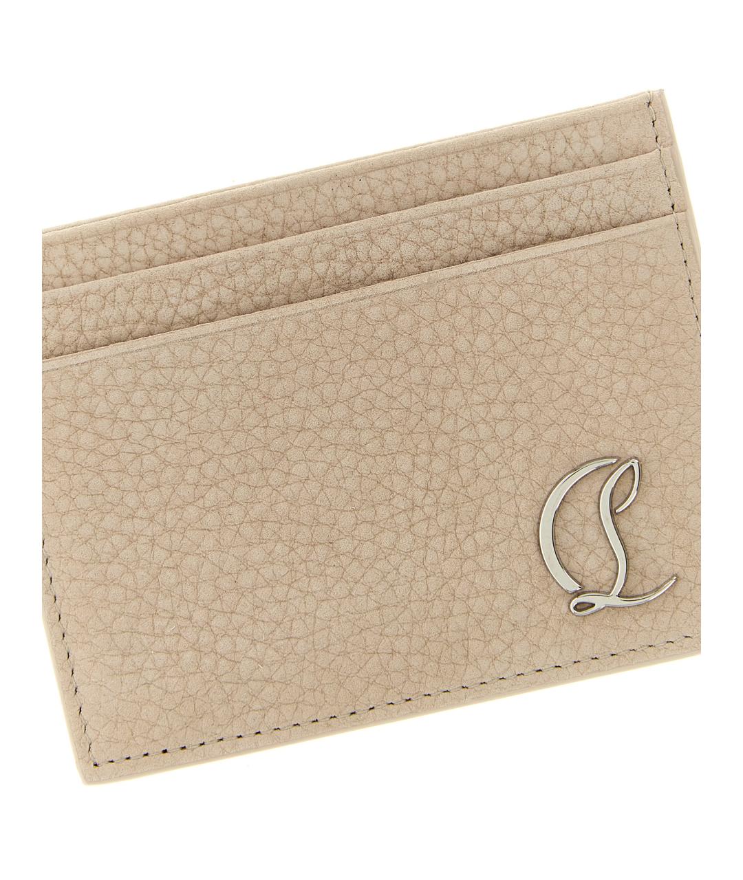 CHRISTIAN LOUBOUTIN Бежевый кожаный кардхолдер, фото 3