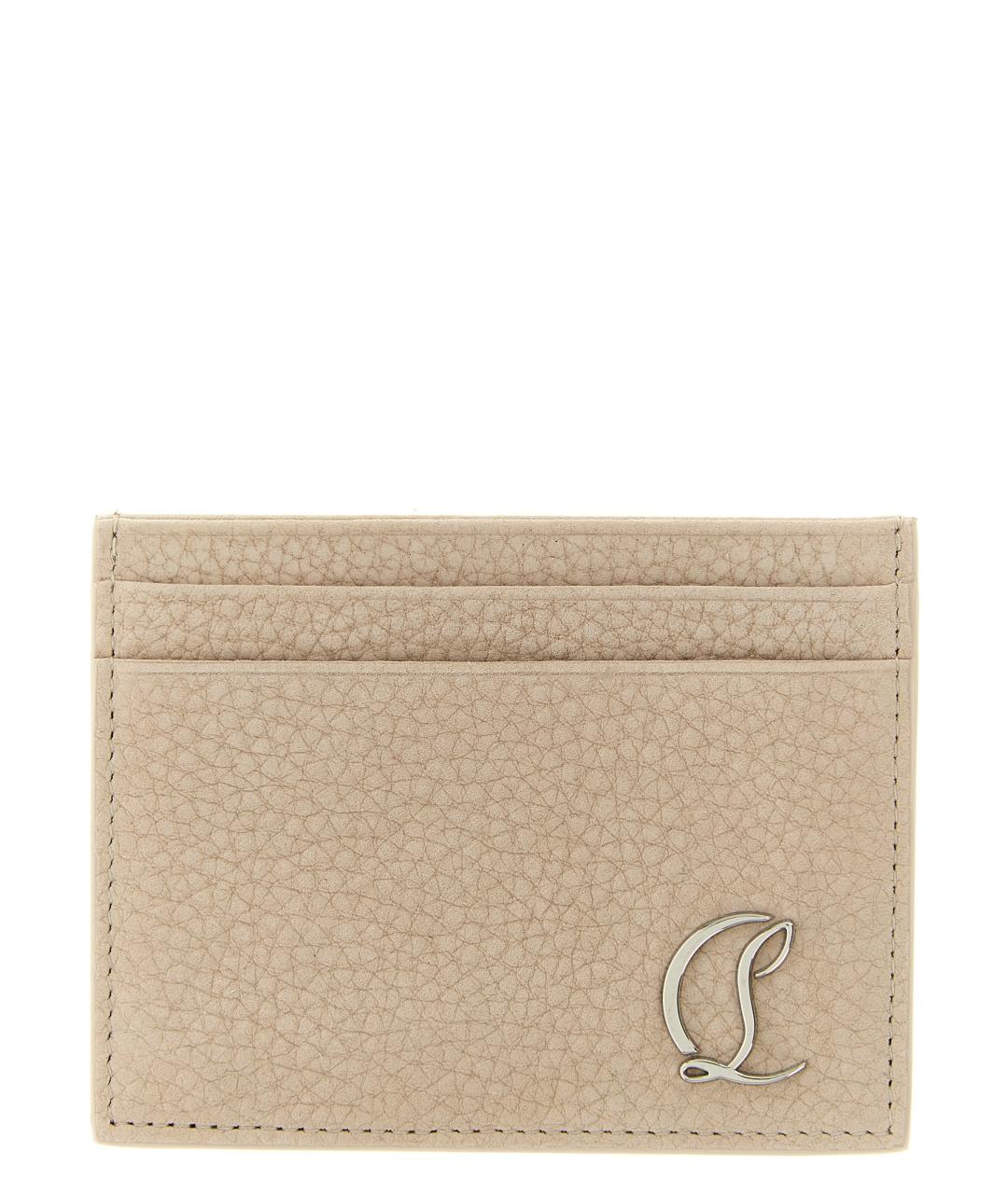 CHRISTIAN LOUBOUTIN Бежевый кожаный кардхолдер, фото 1