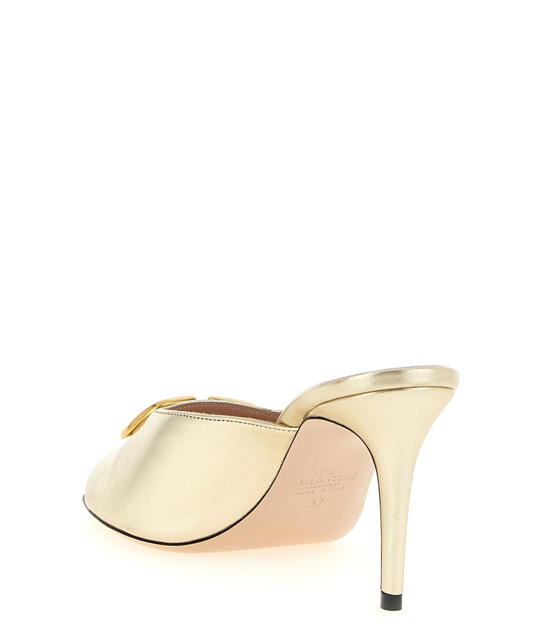 VALENTINO Золотые кожаные босоножки, фото 3