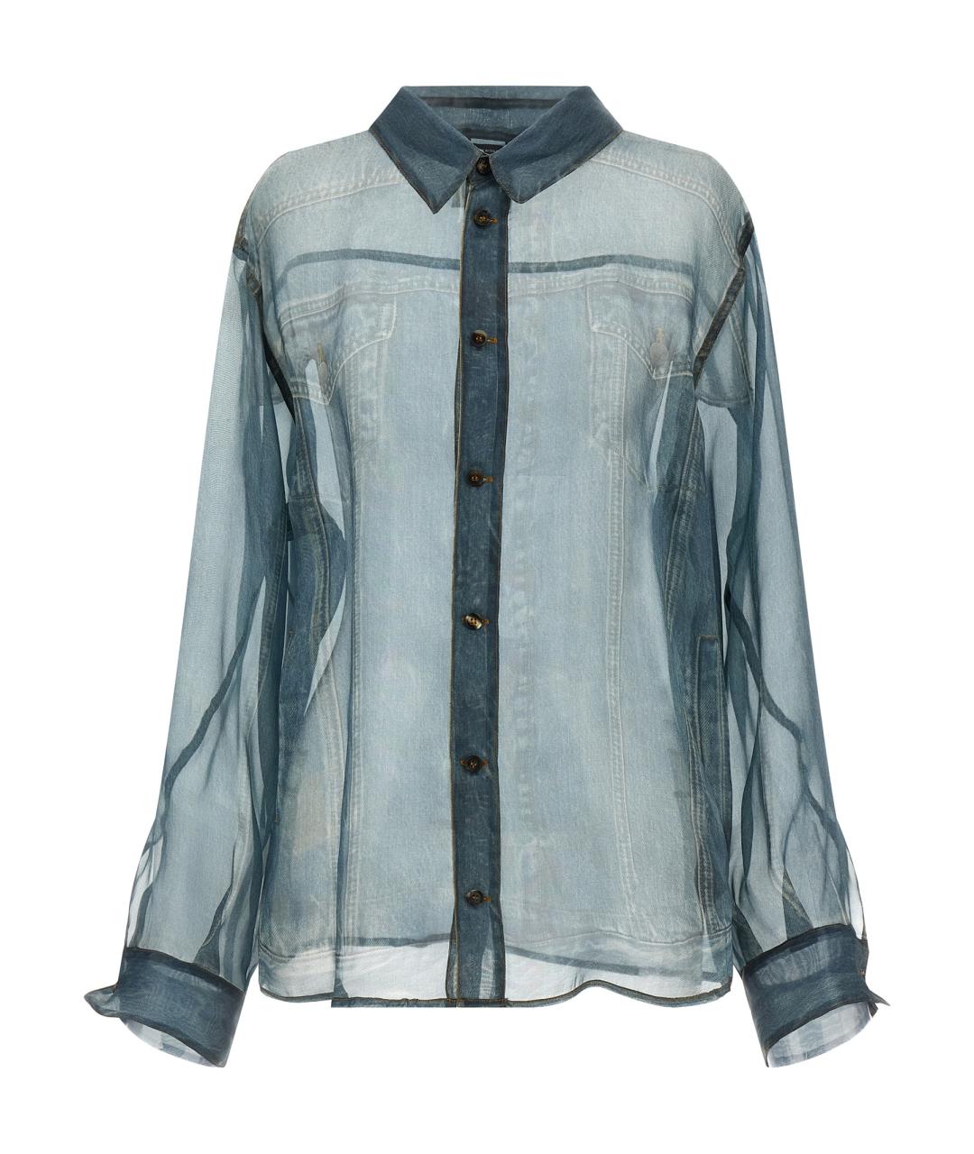 HAIKURE Синяя шелковая рубашка, фото 1