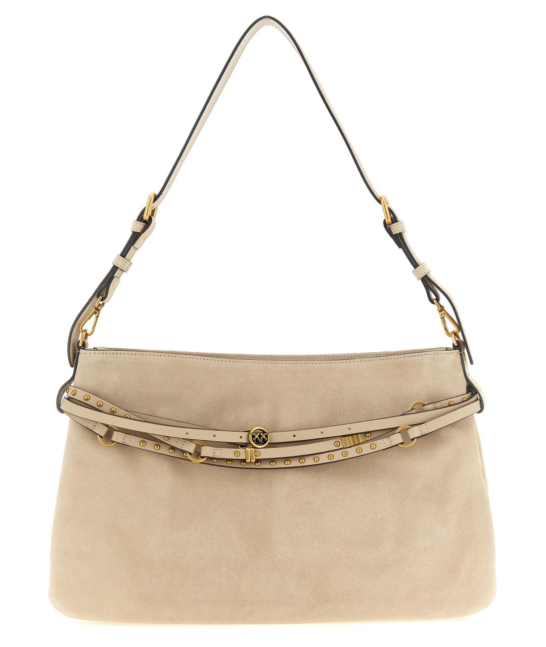 PINKO Бежевая кожаная сумка через плечо, фото 1