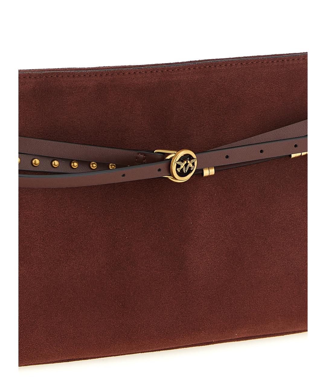 PINKO Бордовая замшевая сумка через плечо, фото 3