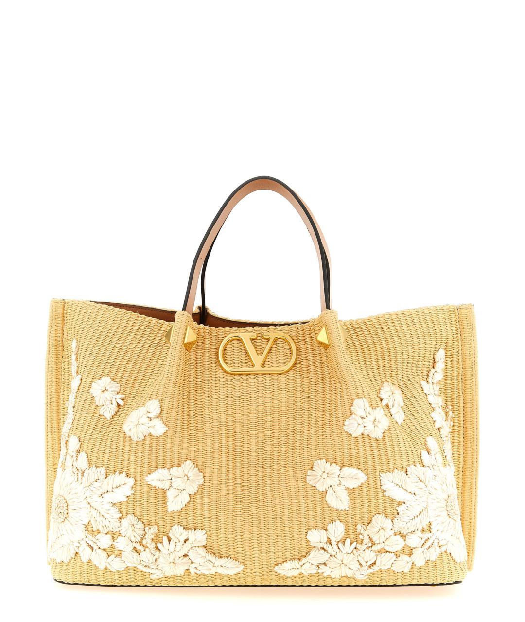 VALENTINO Бежевая хлопковая сумка тоут, фото 1