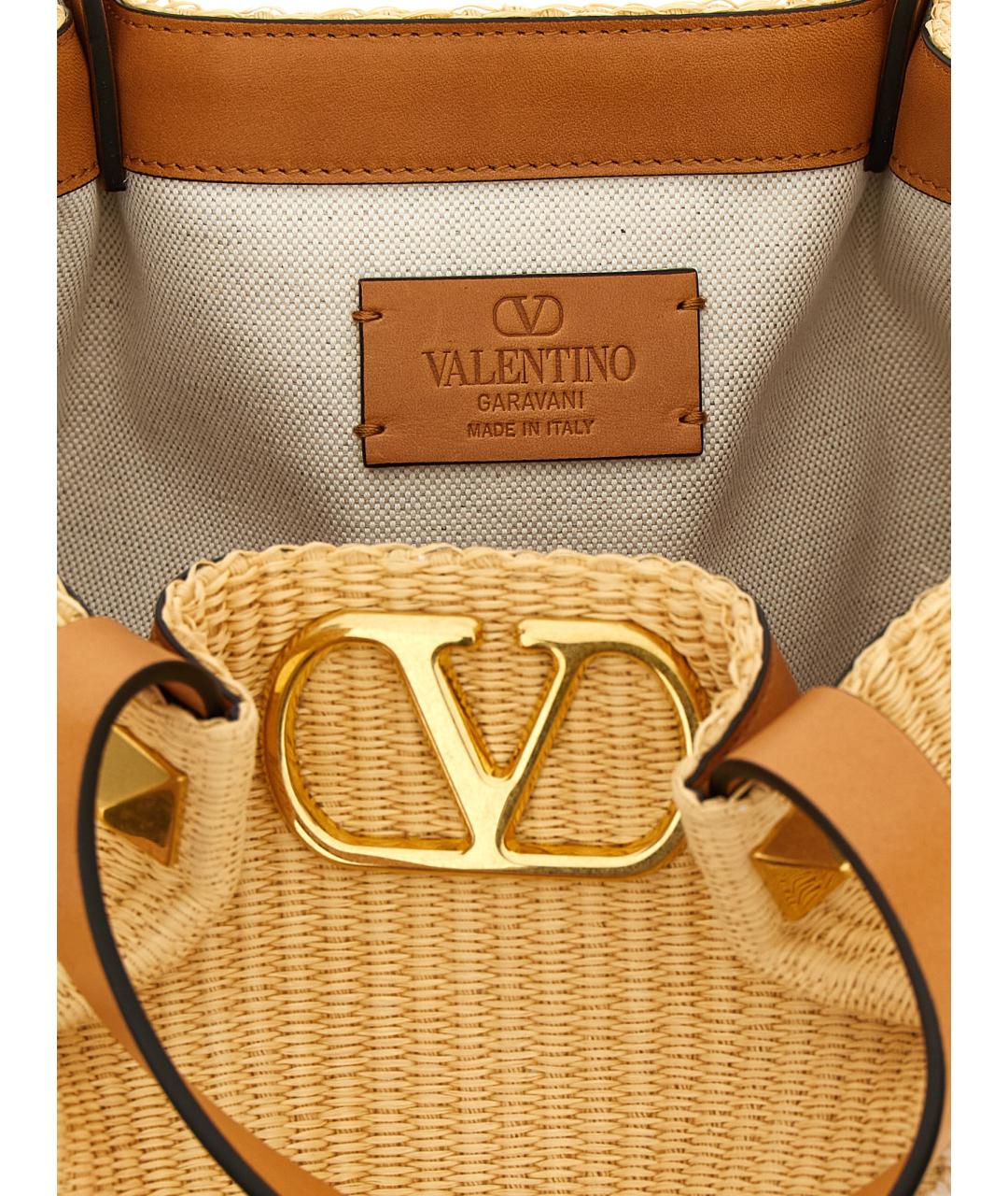 VALENTINO Бежевая хлопковая сумка тоут, фото 4
