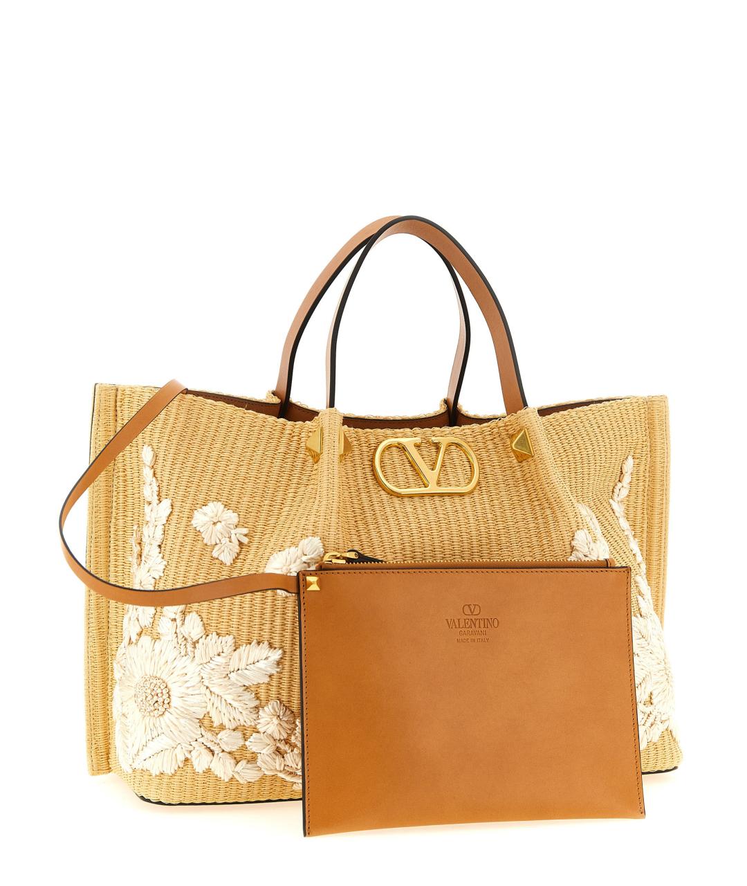 VALENTINO Бежевая хлопковая сумка тоут, фото 3