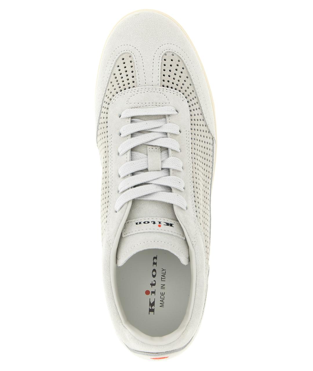 KITON Серые кожаные низкие кроссовки / кеды, фото 4