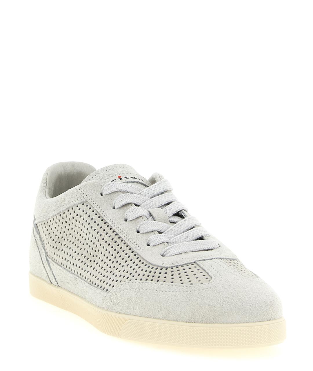 KITON Серые кожаные низкие кроссовки / кеды, фото 2