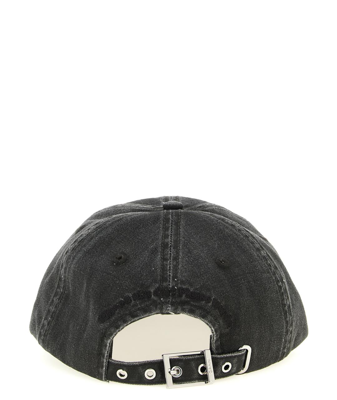 GANNI Черная хлопковая кепка, фото 3