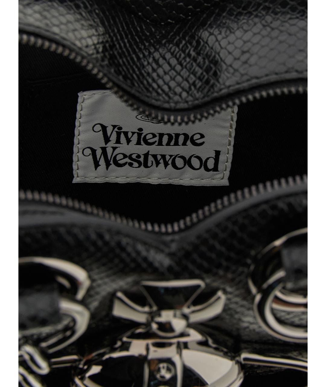 VIVIENNE WESTWOOD Черная кожаная сумка через плечо, фото 4