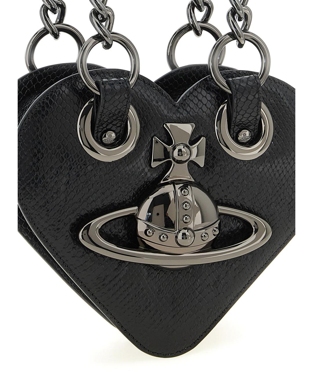 VIVIENNE WESTWOOD Черная кожаная сумка через плечо, фото 3