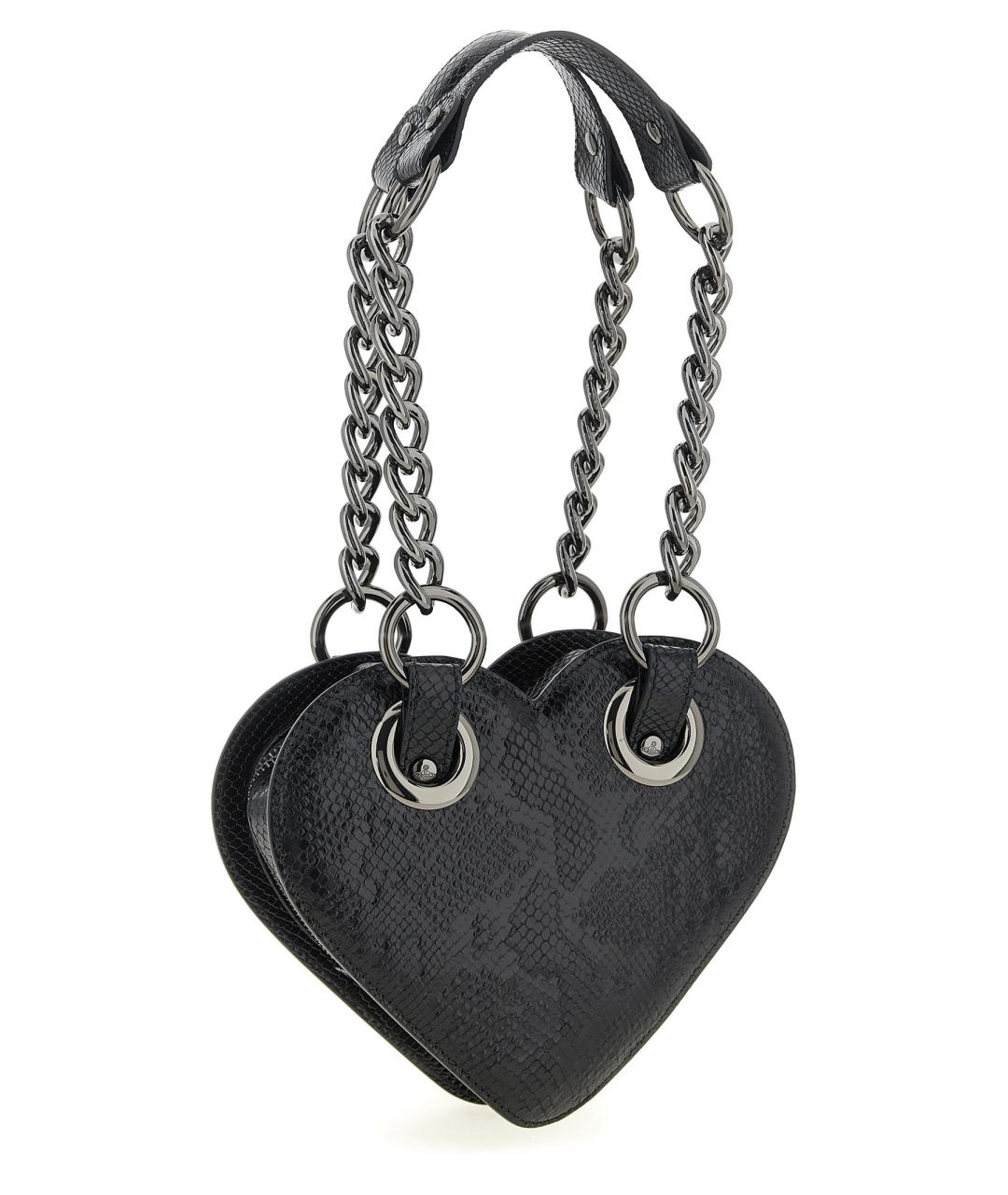 VIVIENNE WESTWOOD Черная кожаная сумка через плечо, фото 2