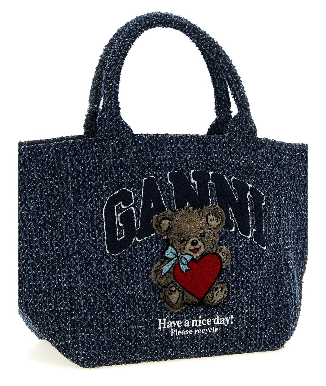 GANNI Синяя хлопковая сумка тоут, фото 3