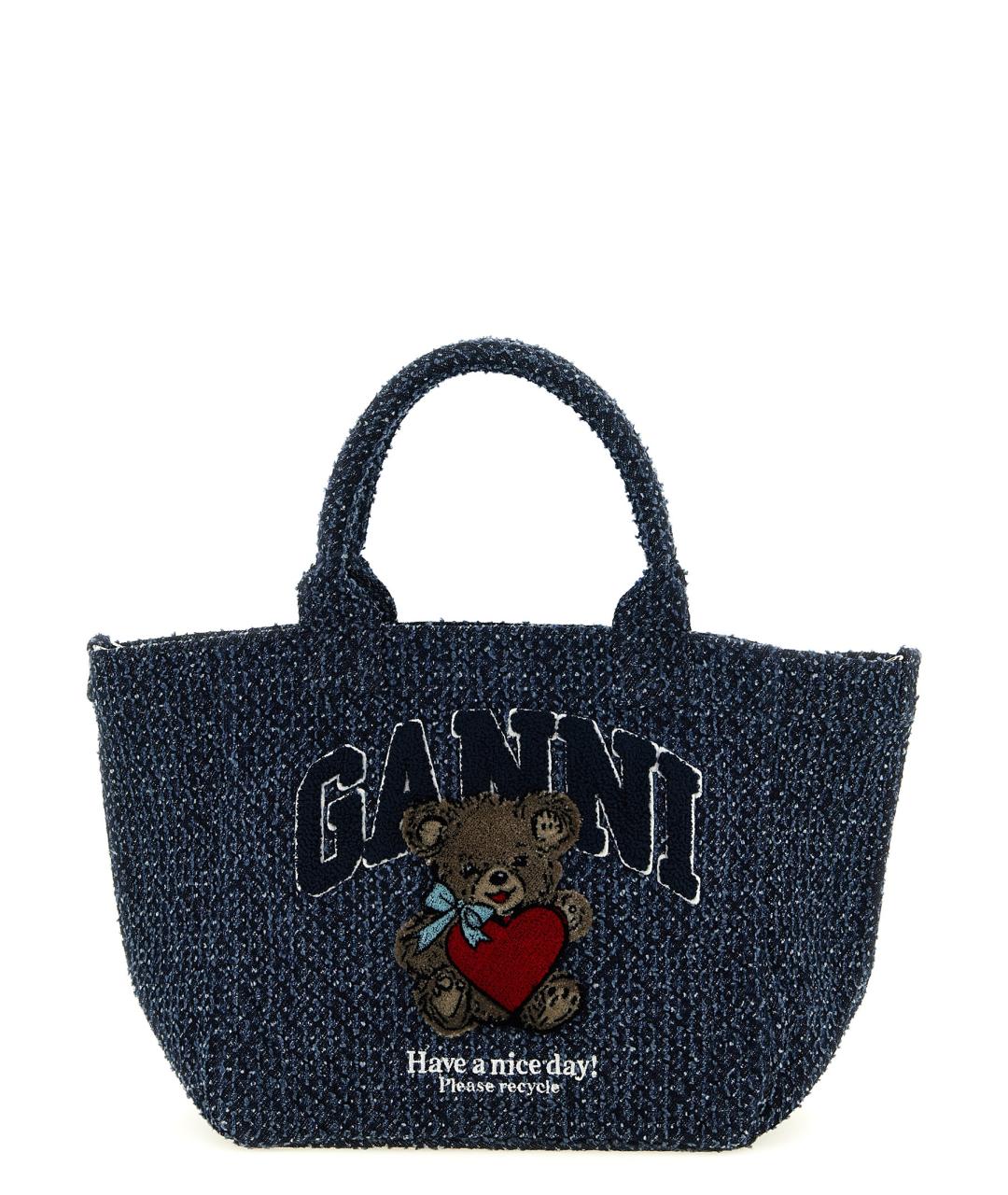 GANNI Синяя хлопковая сумка тоут, фото 1