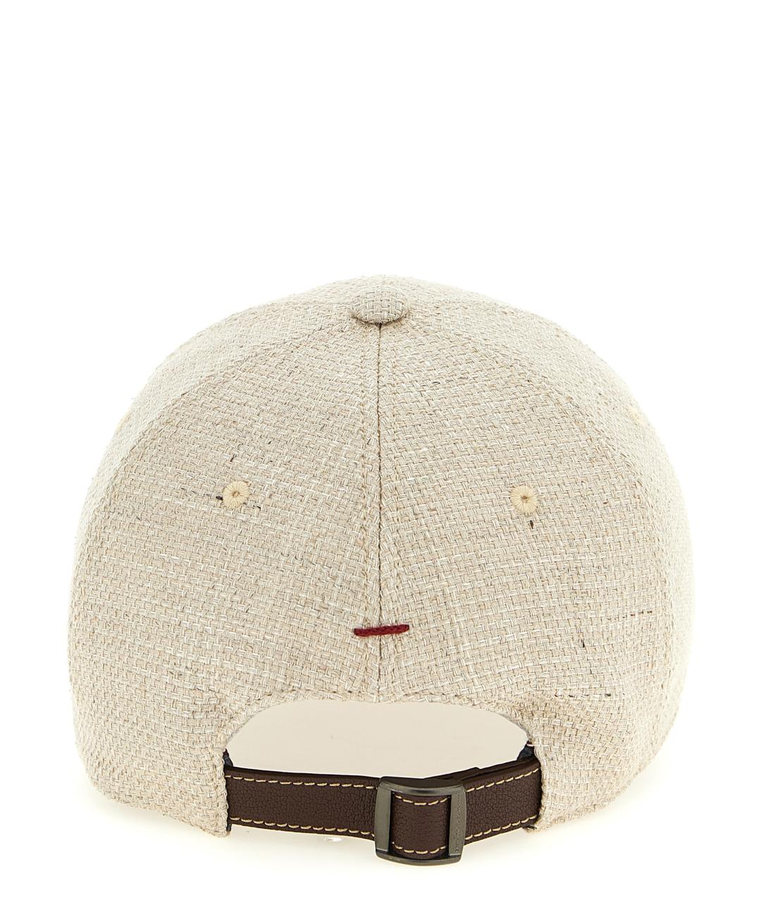 BRUNELLO CUCINELLI Бежевая льняная кепка/бейсболка, фото 3