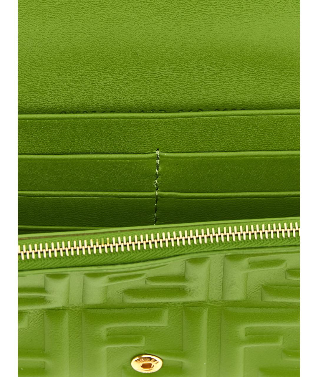 FENDI Зеленый кожаный кошелек, фото 4