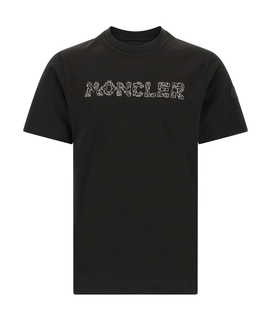 MONCLER Черная хлопковая футболка, фото 1