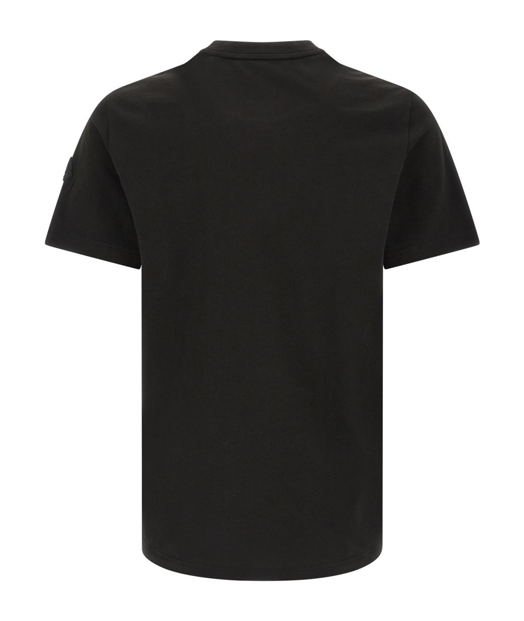 MONCLER Черная хлопковая футболка, фото 2