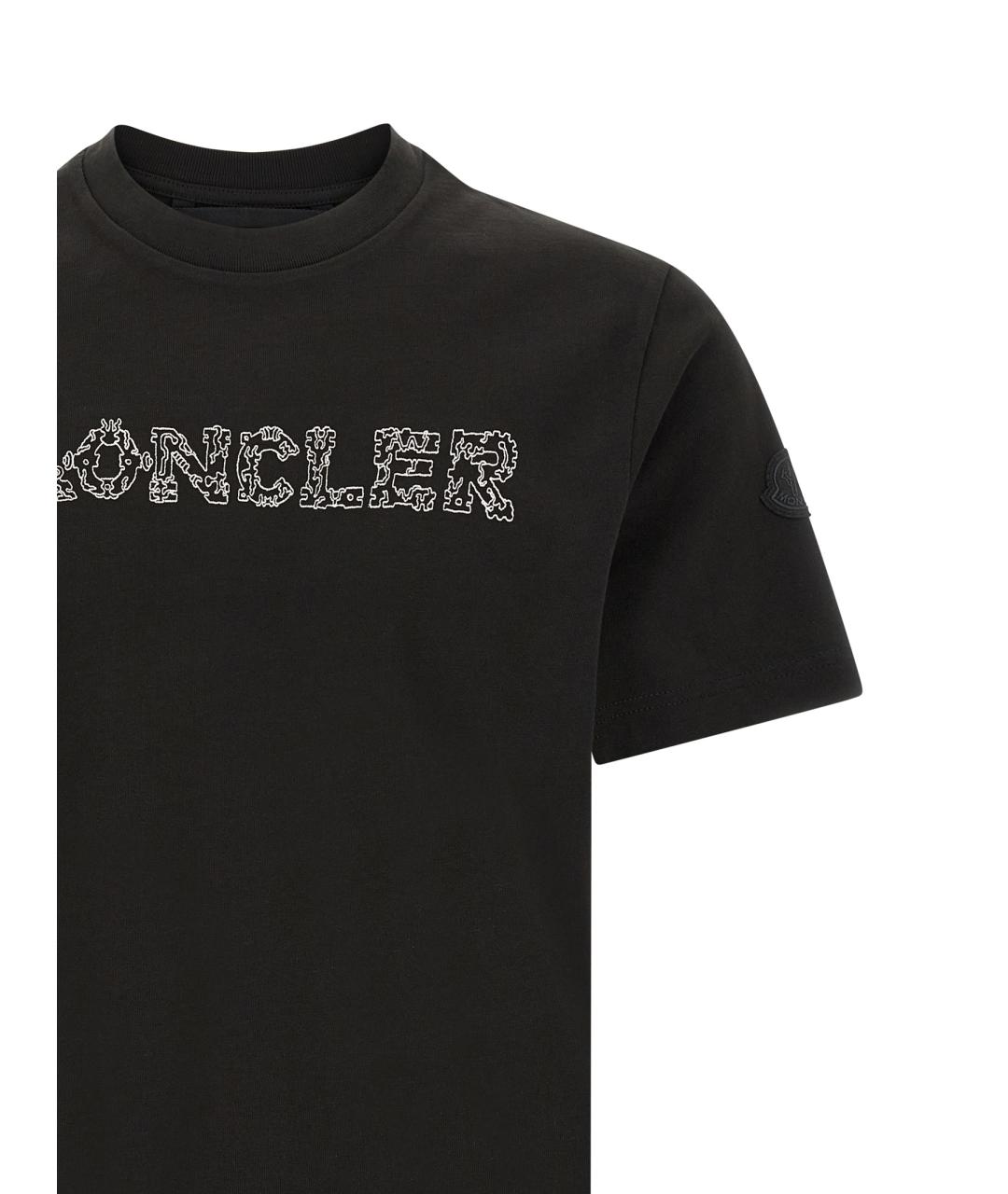 MONCLER Черная хлопковая футболка, фото 3