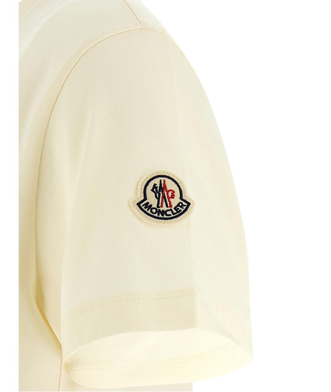 MONCLER Бежевая хлопковая футболка, фото 4