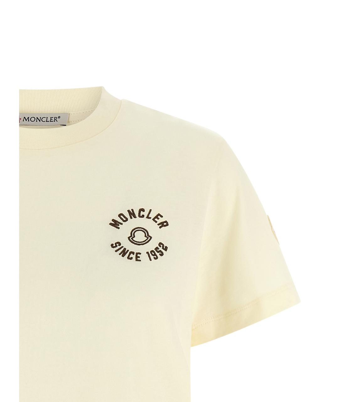 MONCLER Бежевая хлопковая футболка, фото 3