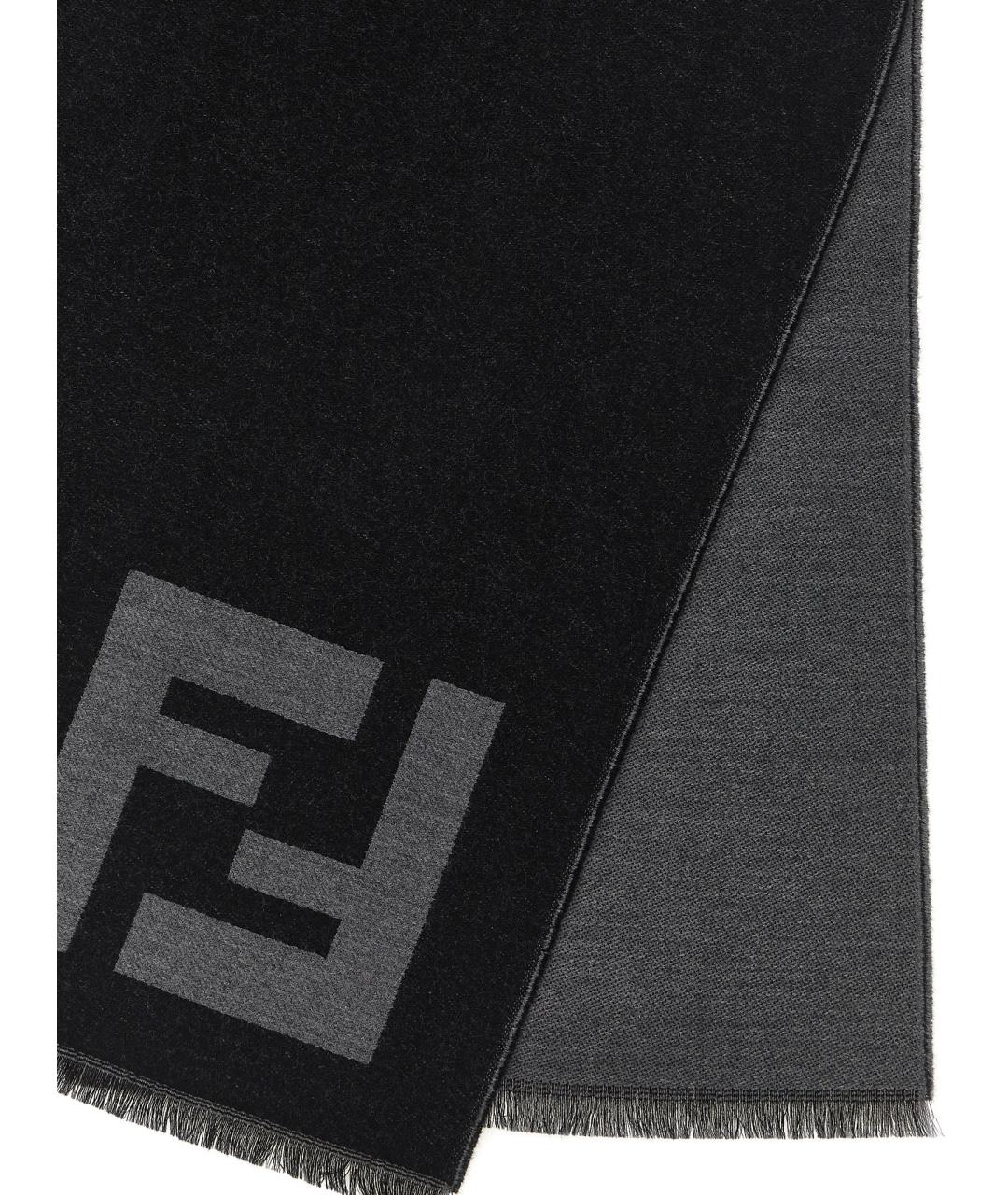 FENDI Черный шерстяной шарф, фото 2