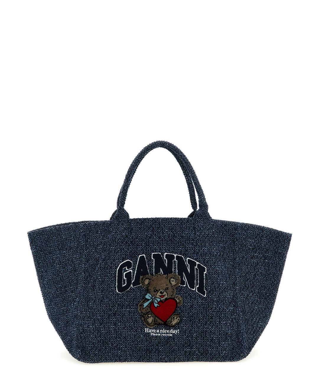 GANNI Синяя хлопковая сумка тоут, фото 1