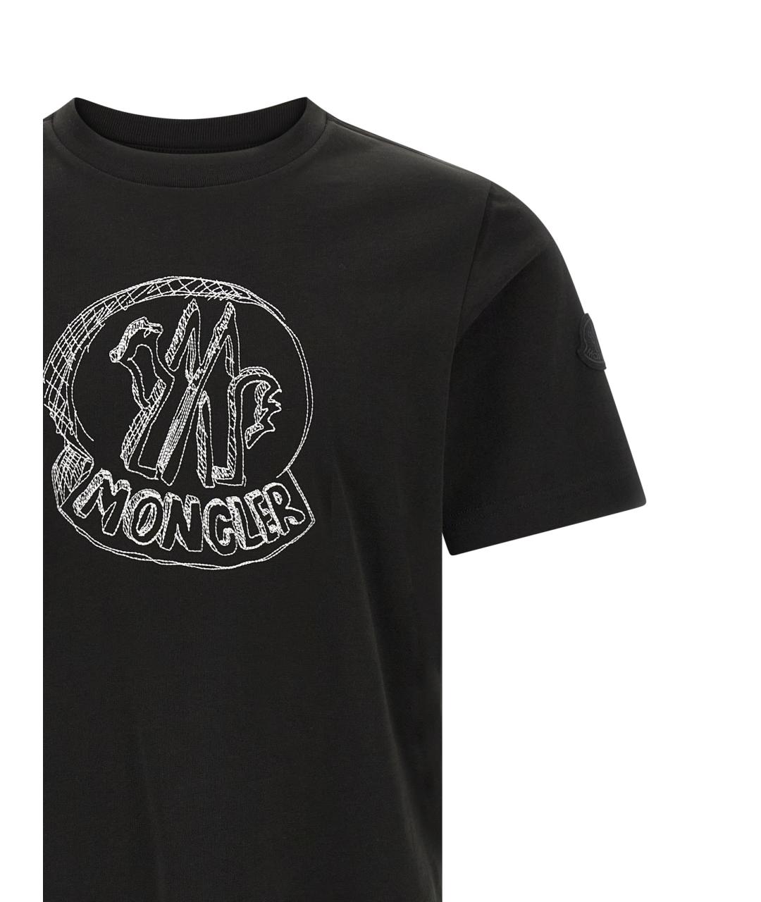 MONCLER Черная хлопковая футболка, фото 3