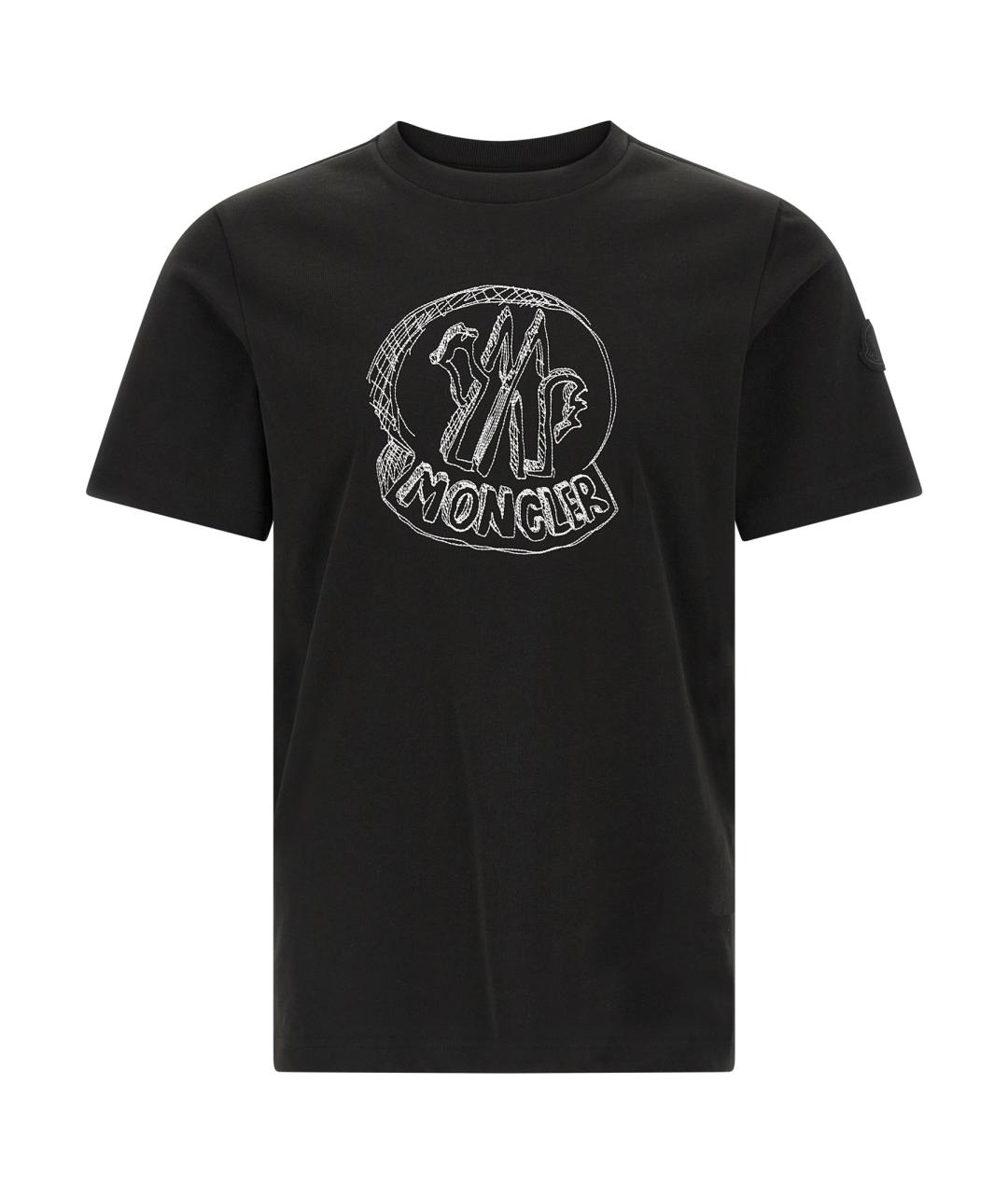 MONCLER Черная хлопковая футболка, фото 1