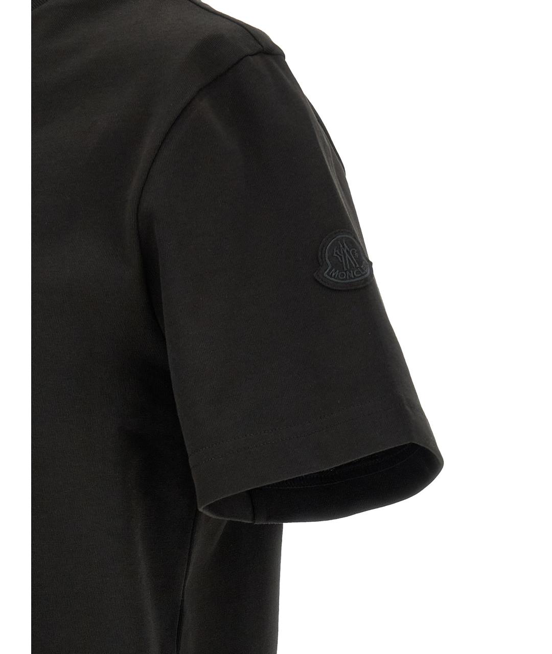 MONCLER Черная хлопковая футболка, фото 4