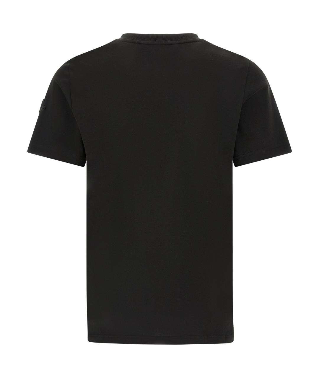MONCLER Черная хлопковая футболка, фото 2