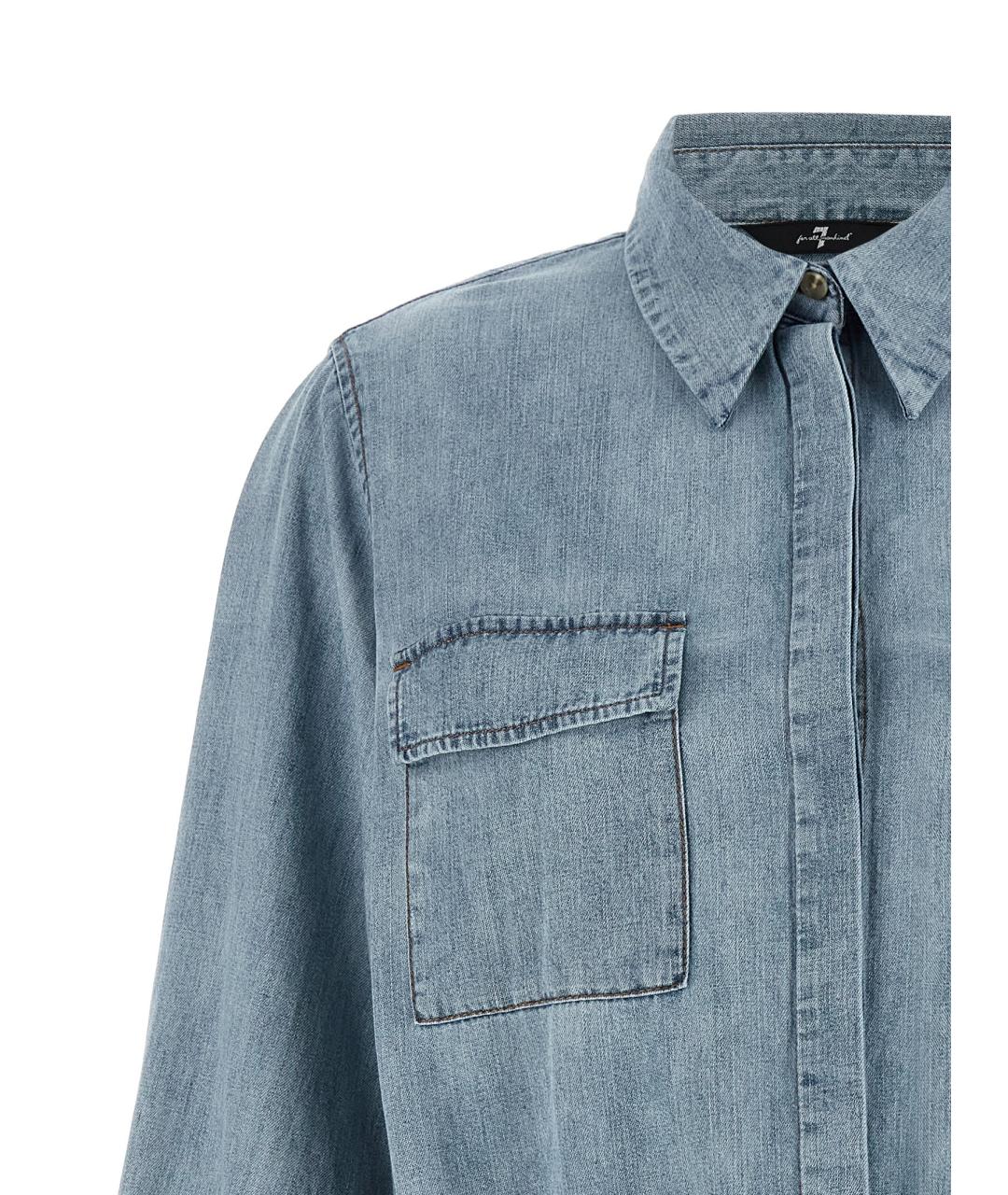 7 FOR ALL MANKIND Голубое хлопковое платье, фото 3