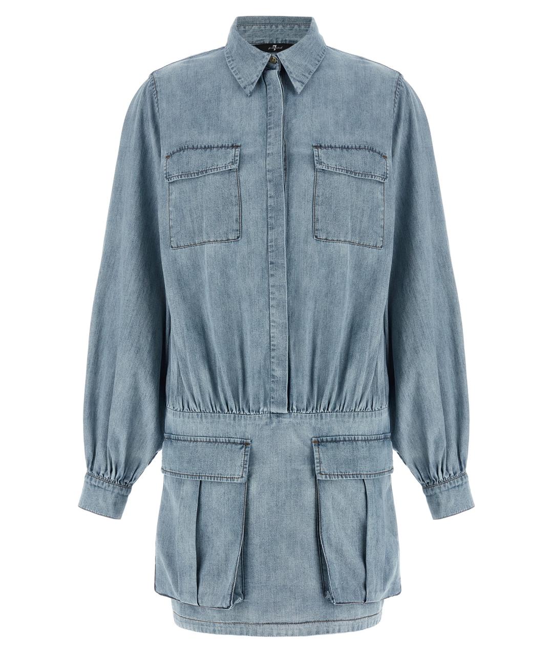 7 FOR ALL MANKIND Голубое хлопковое платье, фото 1