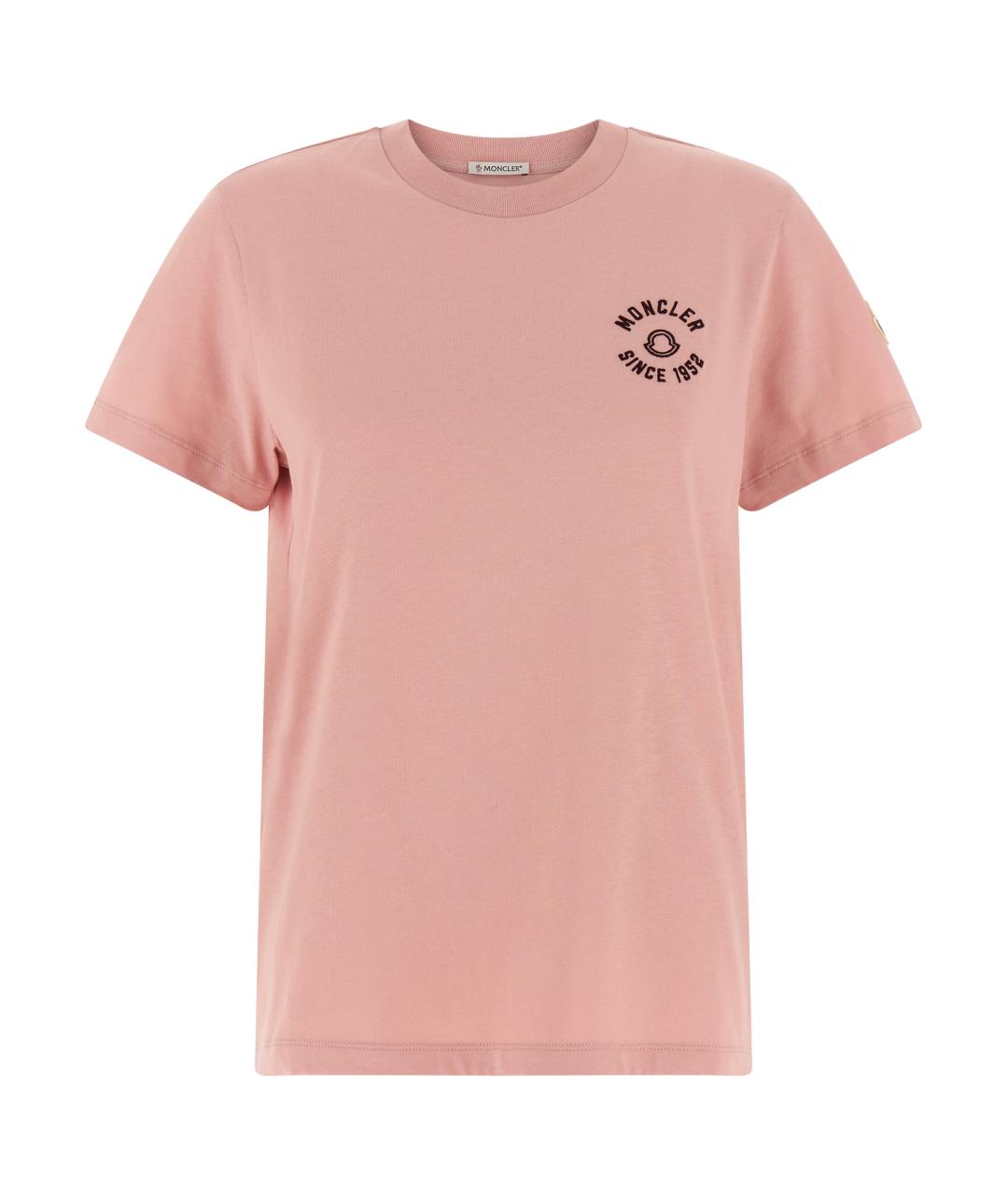 MONCLER Розовая хлопковая футболка, фото 1