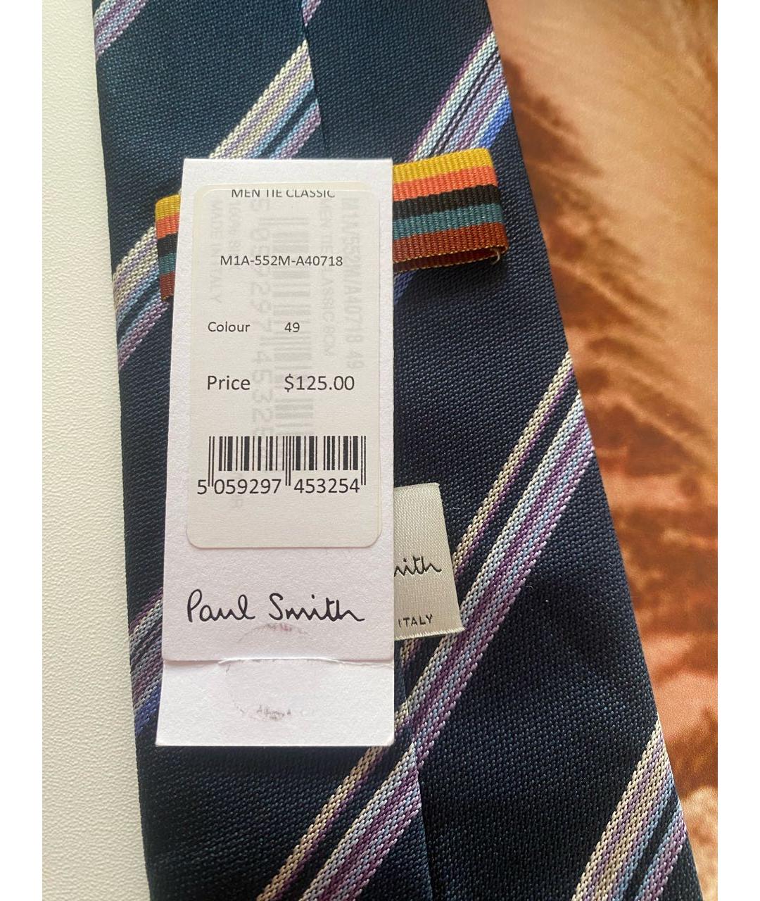 PAUL SMITH Темно-синий шелковый галстук, фото 2