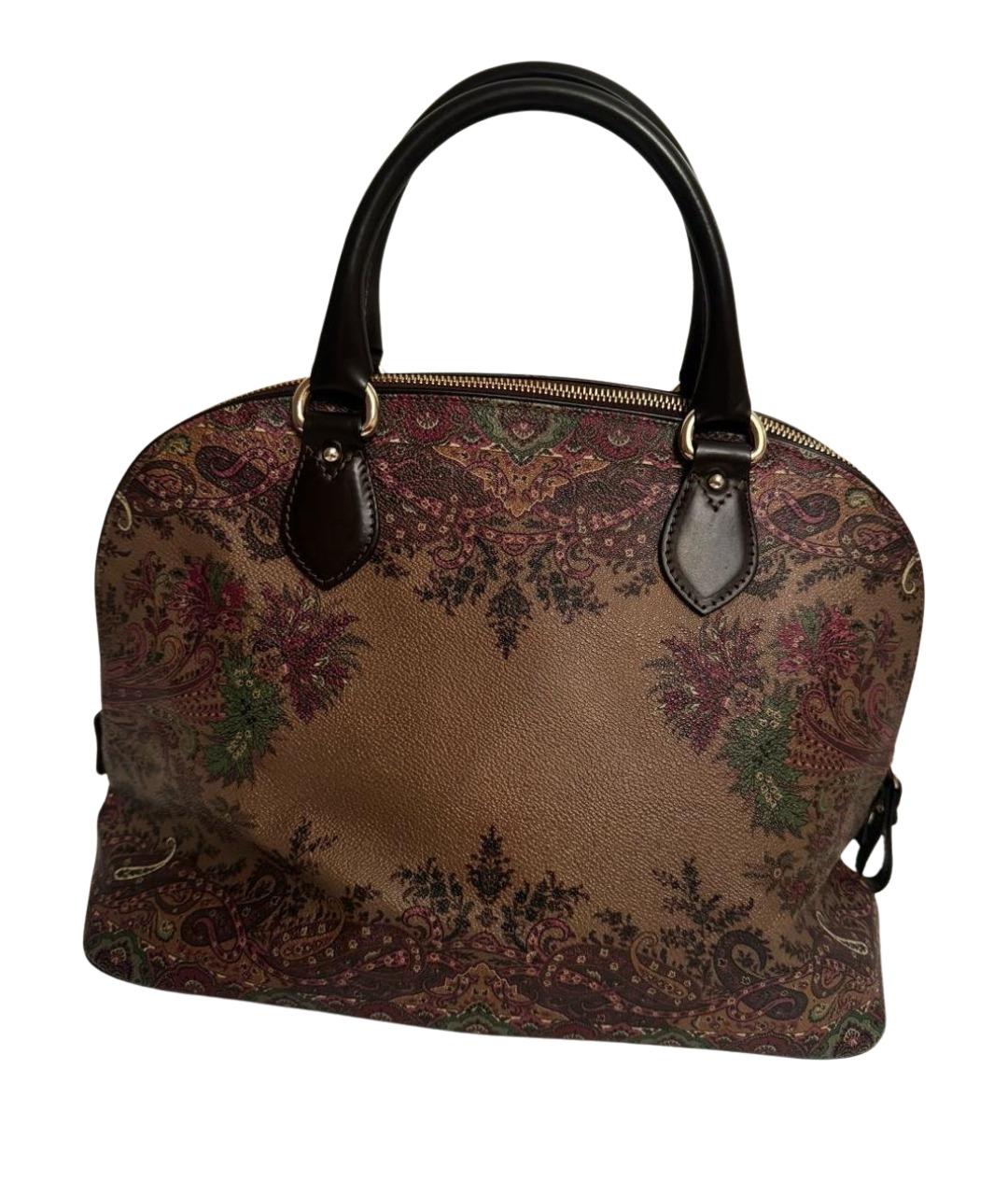 ETRO Коричневая кожаная сумка с короткими ручками, фото 1