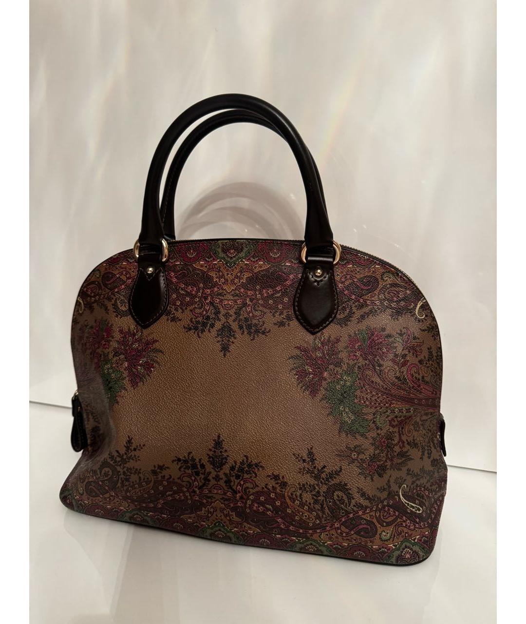 ETRO Коричневая кожаная сумка с короткими ручками, фото 3