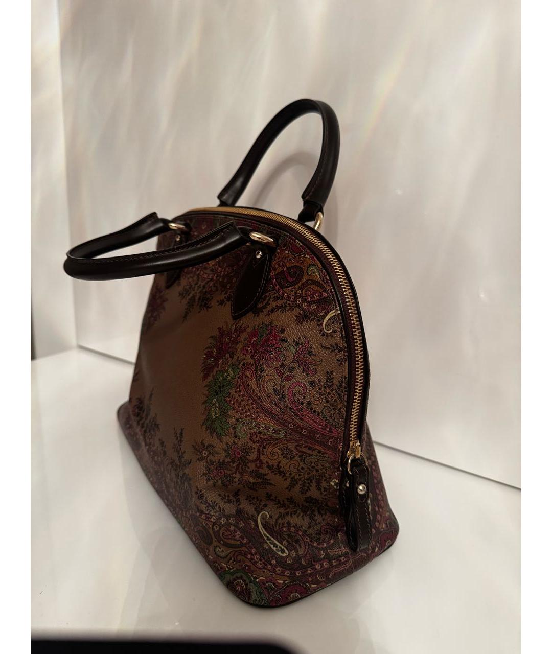 ETRO Коричневая кожаная сумка с короткими ручками, фото 2