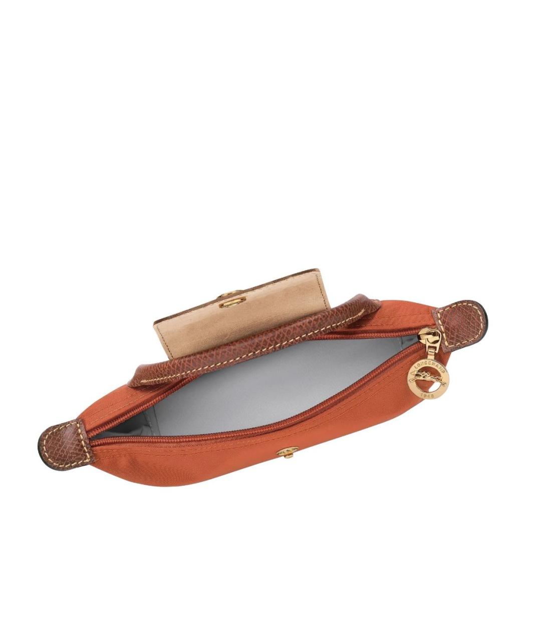 LONGCHAMP Оранжевая кожаная сумка с короткими ручками, фото 4