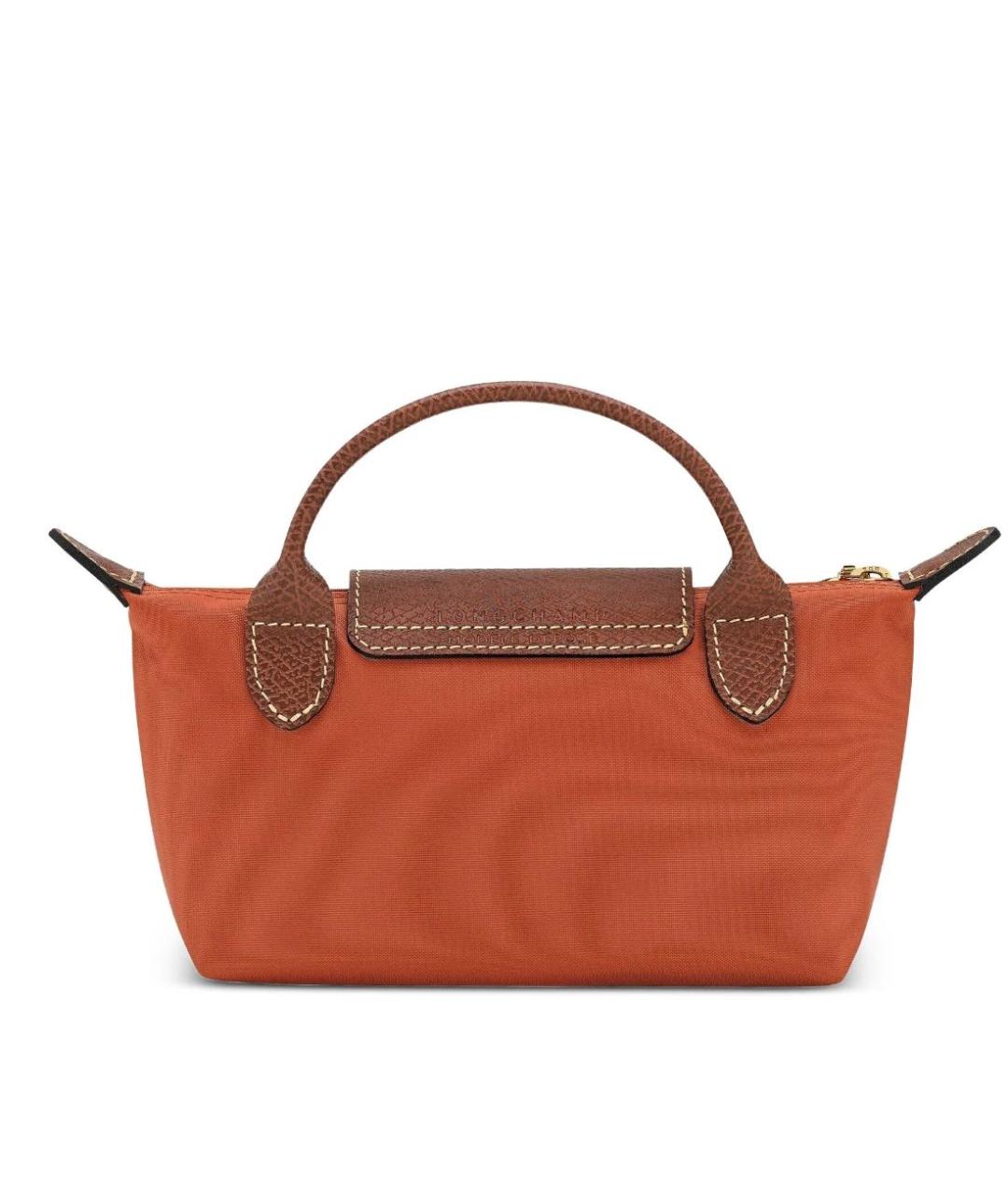 LONGCHAMP Оранжевая кожаная сумка с короткими ручками, фото 3