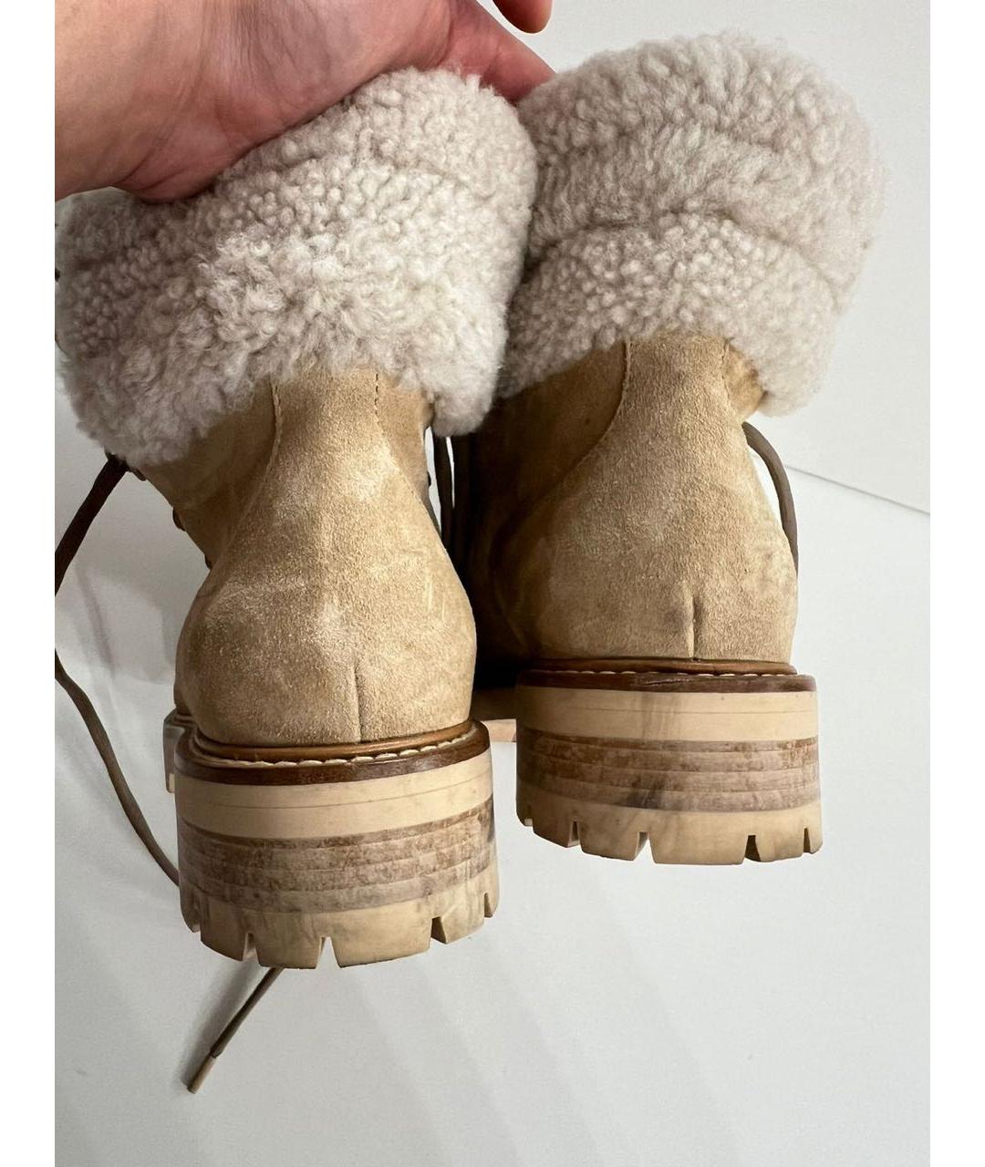 JIMMY CHOO Бежевые замшевые ботинки, фото 7