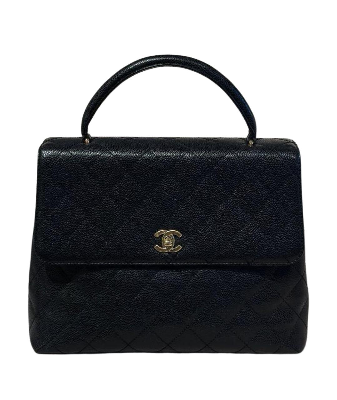 CHANEL Черная кожаная сумка с короткими ручками, фото 1