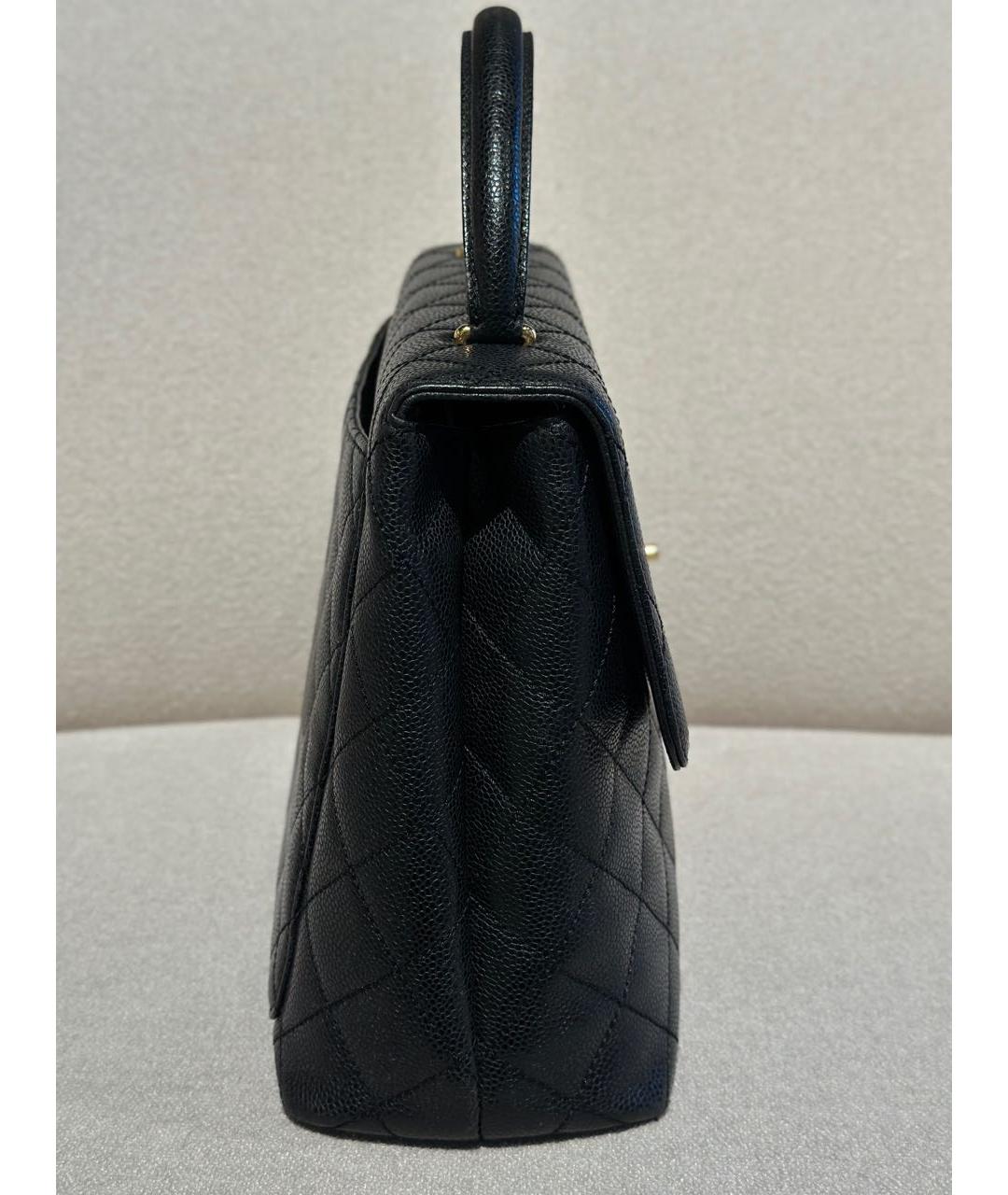 CHANEL Черная кожаная сумка с короткими ручками, фото 4