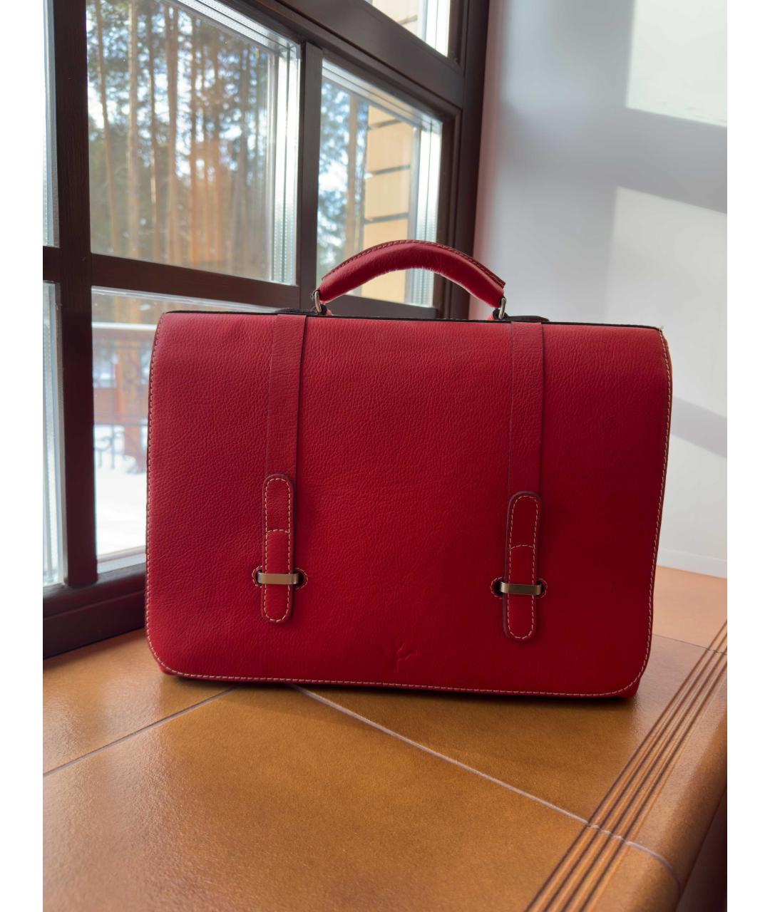 ISAIA Красный кожаный портфель, фото 8