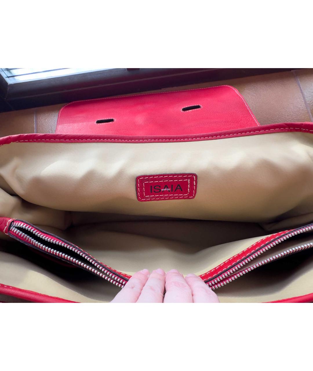 ISAIA Красный кожаный портфель, фото 4