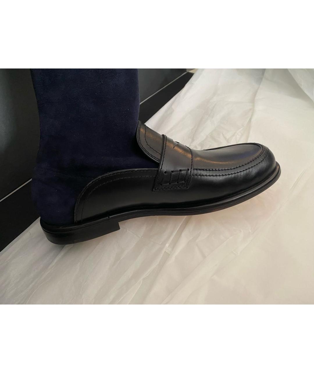 LOEWE Темно-синие кожаные ботфорты, фото 6