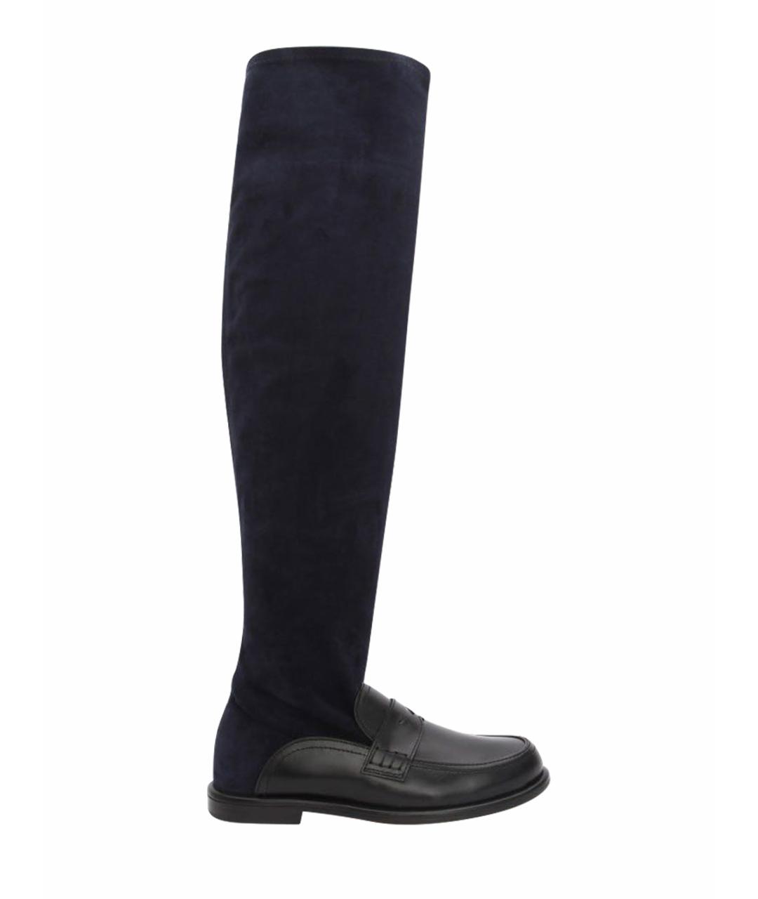 LOEWE Темно-синие кожаные ботфорты, фото 1