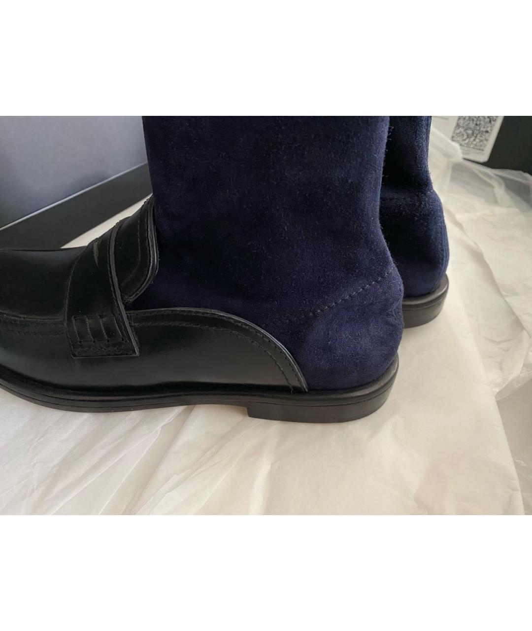 LOEWE Темно-синие кожаные ботфорты, фото 5